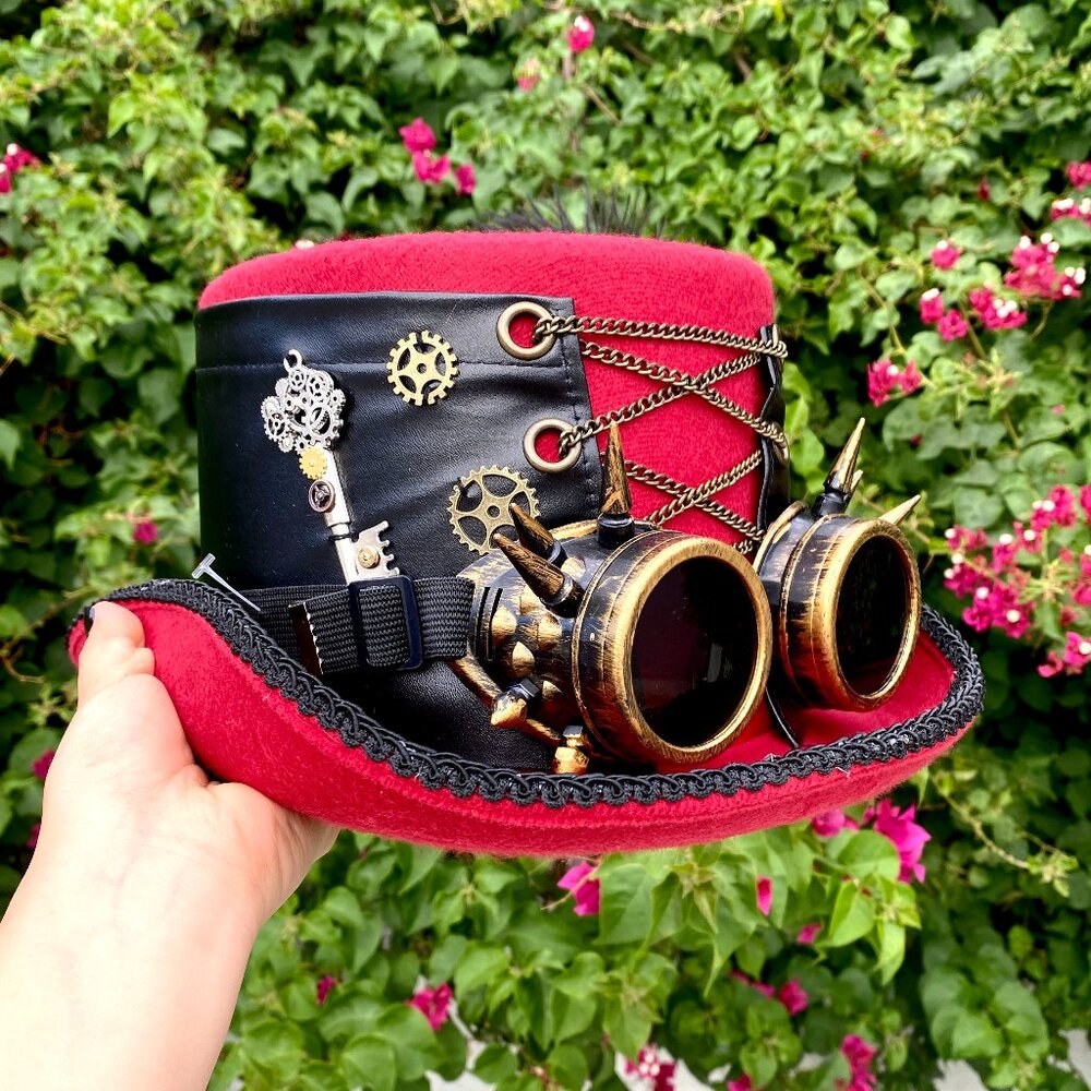 Steampunk Top Hat Metallic Scientist Time Traveler Halloween Costume Cosplay Hat